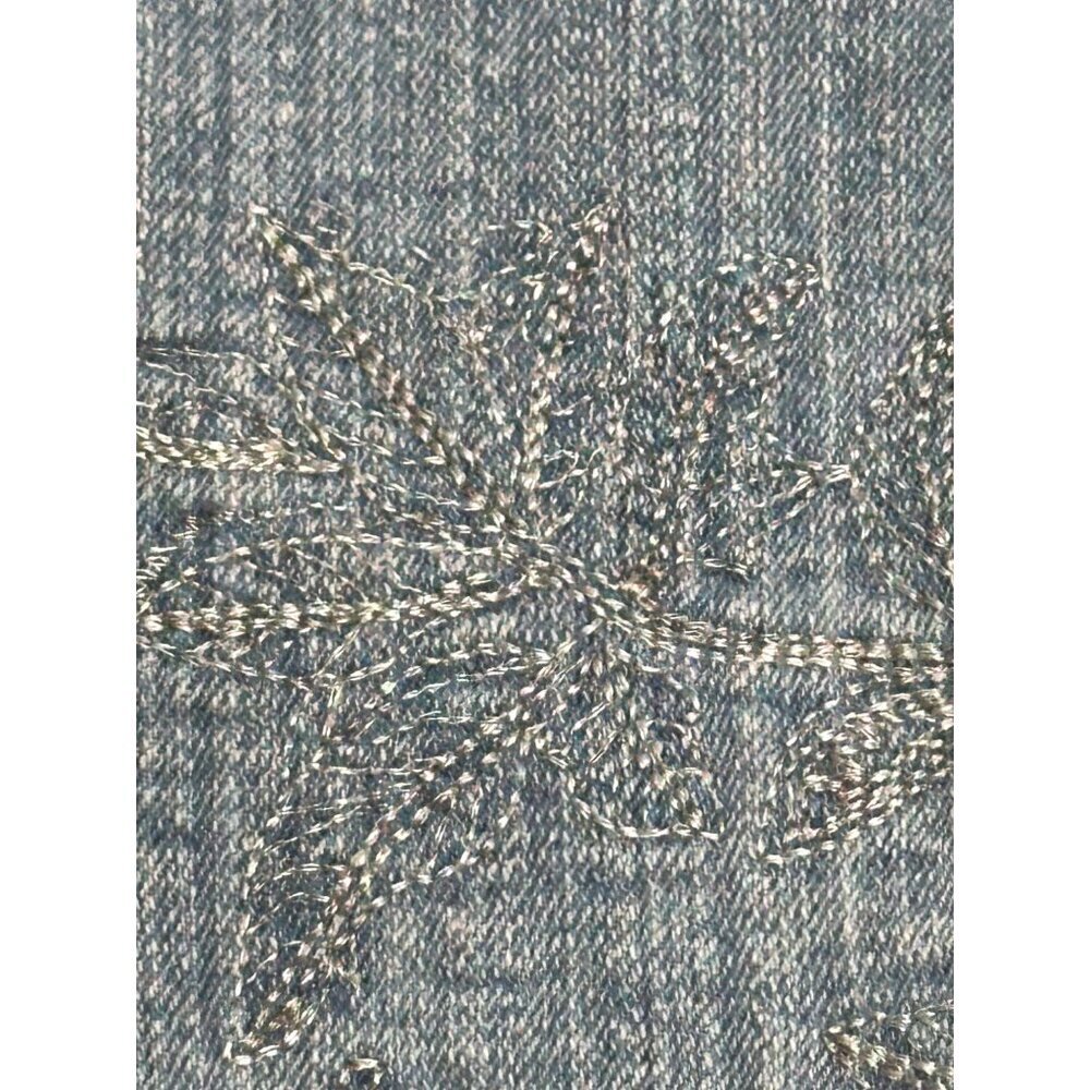Vintage Y2k Embroidered Denim Capris Womens 16 90s Cottage Boho Grunge Retro - Picture 8 of 11